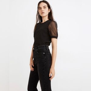 NWT Madewell || Sheer-Sleeve Knit Top